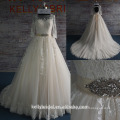KB17287 neueste neue Entwurfs-lange Hülsen-Hochzeits-Kleider geschwollenes ein Linie Rock-Hochzeits-Kleid-Qualitäts-Spitze-Applique-Brautkleider